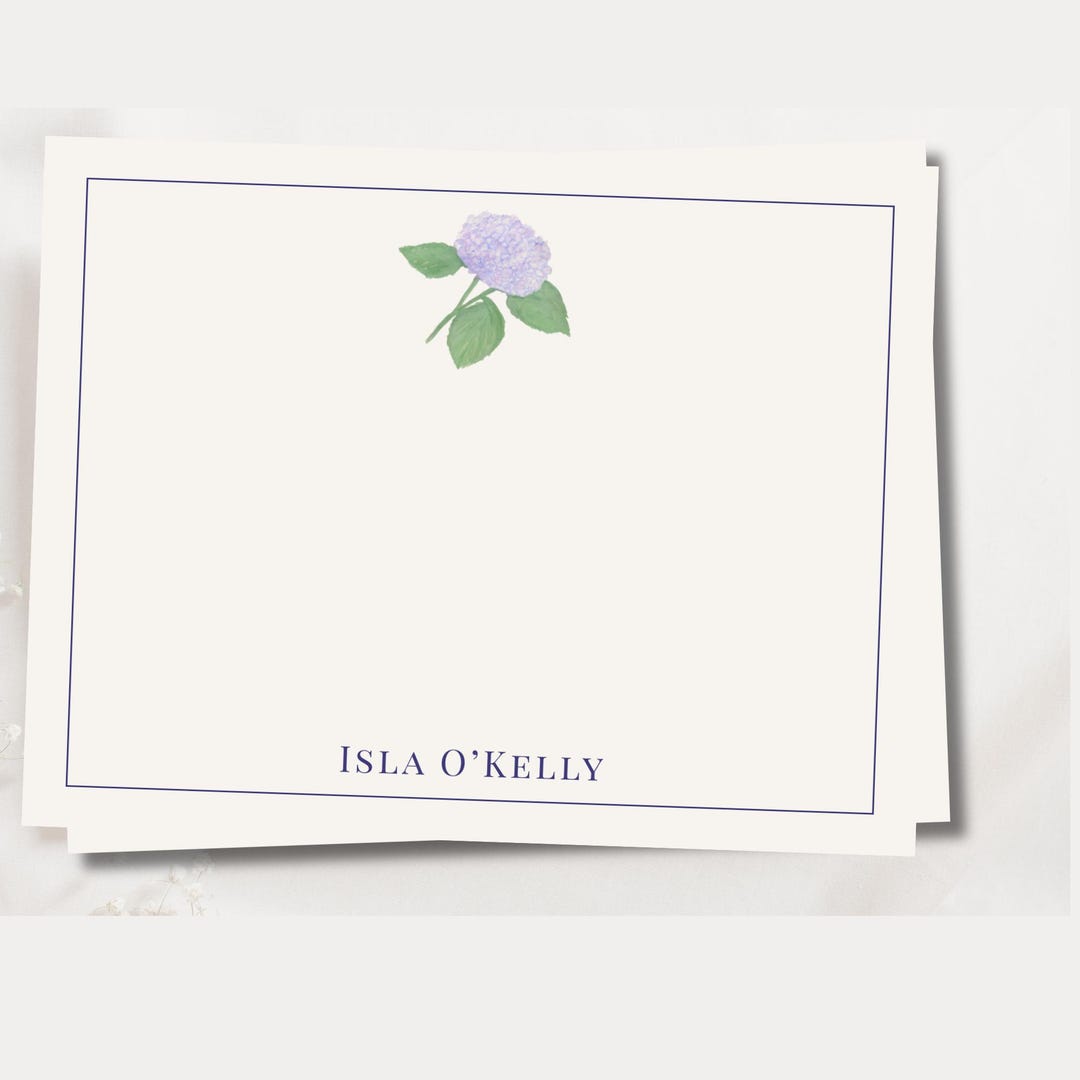 Personalized Hydrangea Notecards | Hand-painted Floral Stationery Set ...
