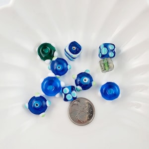 Blue Handmade Lampwork Beads, Handmade Beads