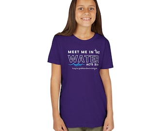 YOUTH Meet me in the water  Baptism Kids Short Sleeve Tee,  Christian Kids for Boys and