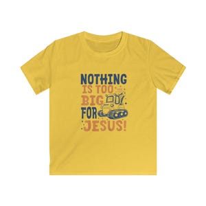 Christian Kids Softstyle Tee, Nothing is too big for Jesus Shirt, Religious Youth Tee, Inspirational Children&#39;s Tshirt, Faith-Based Kids