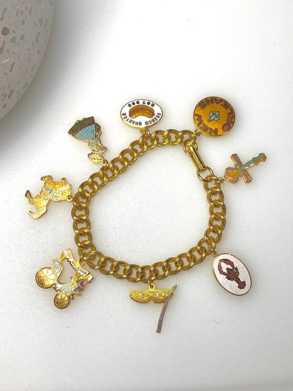 5pcs/Lot Zircon Pave Charms Gold Plated Louisiana Mardi Gras Celebration  Saint Pendant for Jewelry Bracelet Making