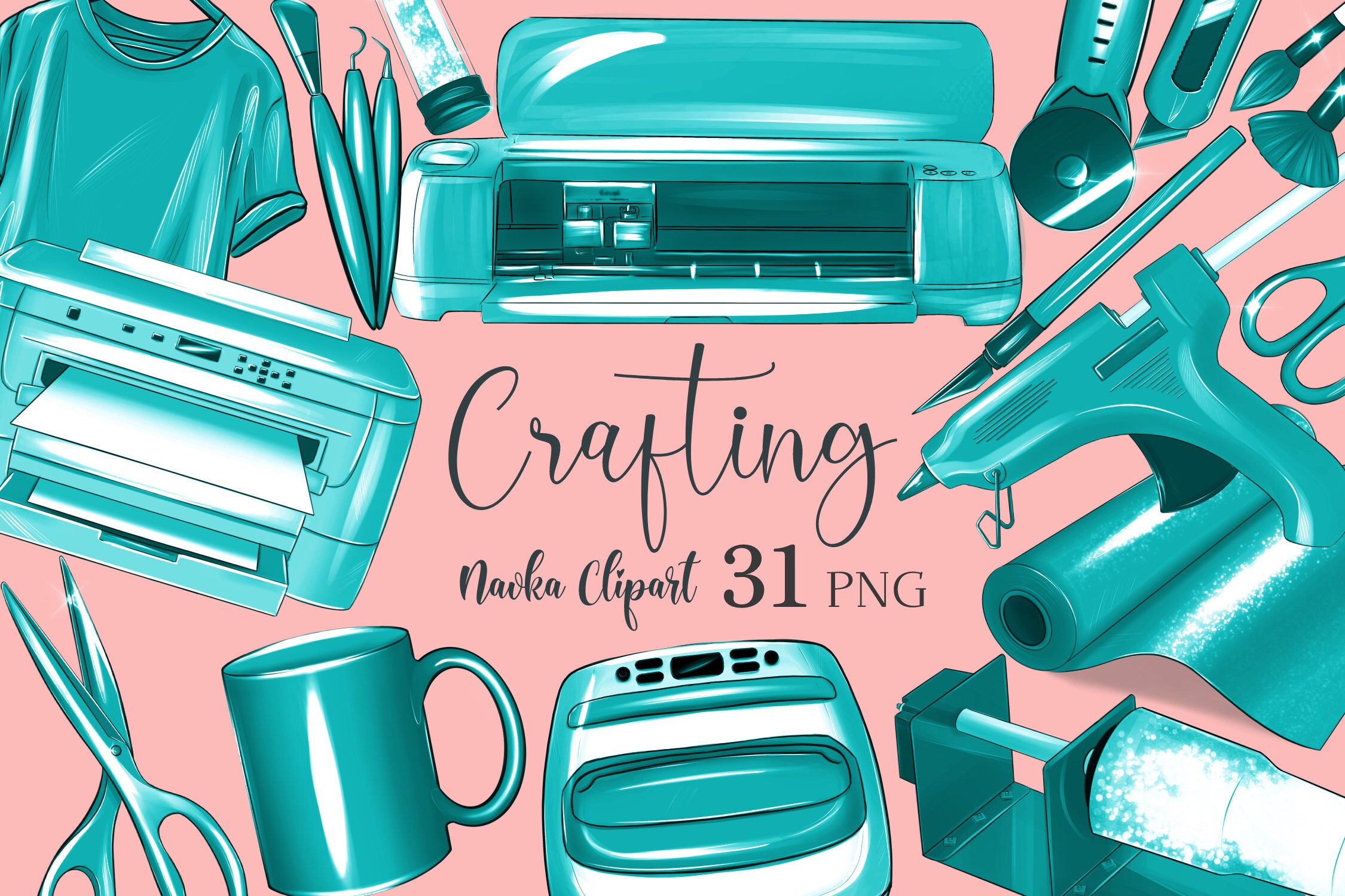 Crafting Clipart by Navka, Crafting Png, Cricut Machine PNG GOLD