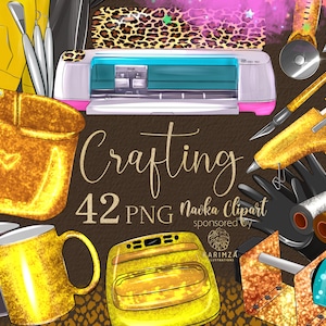Crafting Clipart by Navka, crafting png, Cricut Machine PNG GOLD, crafter clipart, small business owner