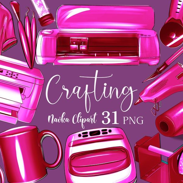 Crafting Clipart by Navka, craft png, PINK Cricut Machine PNG, crafter clipart