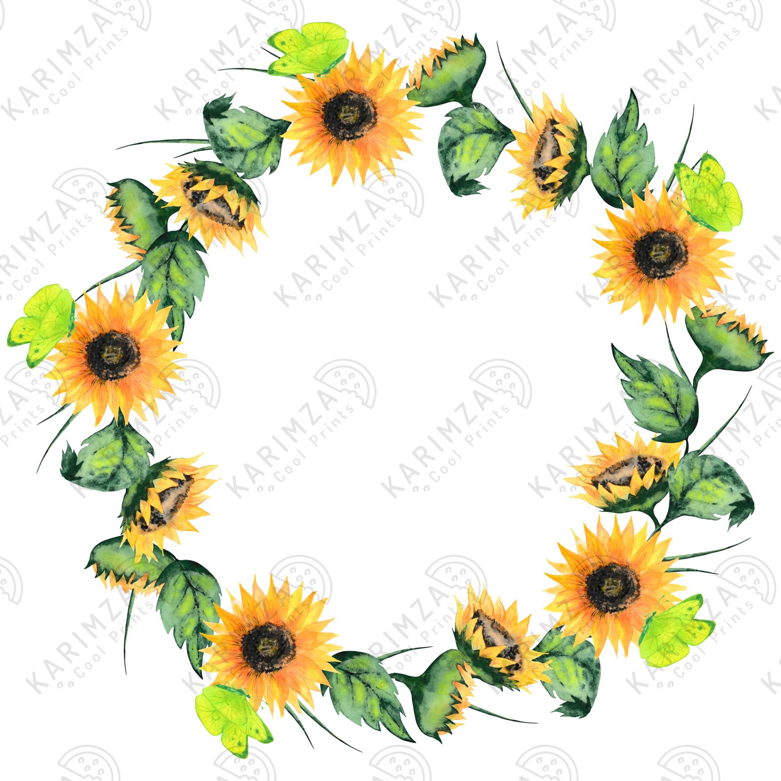 Sonnenblumen Rahmen Clipart SONNENBLUME BIENENKRANZ CLIPART | Etsy