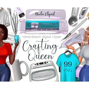 Crafting Clipart by Navka, Crafting Queen clipart, Craft PNG, Cricut Machine Clipart