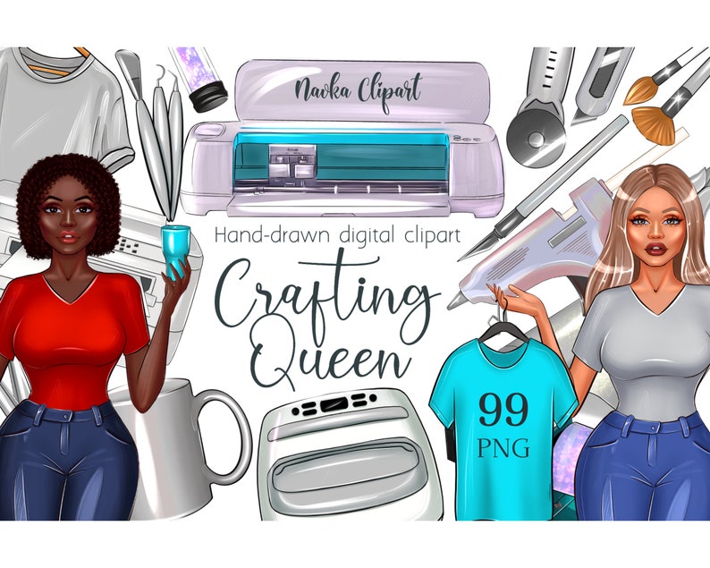 Crafting Clipart by Navka, Crafting Queen Clipart, Craft PNG, Cricut 