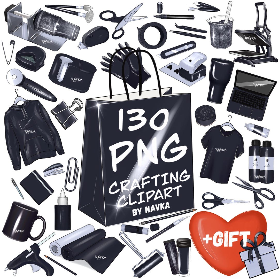 Crafting Essentials PNG, Transparent Digital Clipart Bundle - Etsy UK