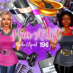 Hair Stylist Clipart by Navka, Hairdresser PNG Instant Download Digital Images, Printable Planner Stickers, free for POD