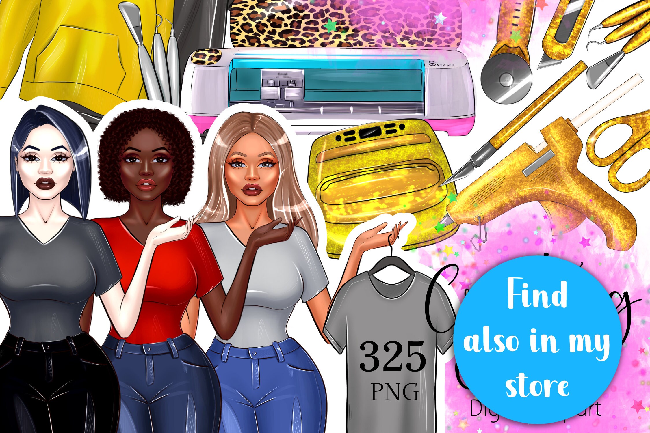 Crafting Clipart by Navka Crafting Queen Clipart Craft PNG - Etsy