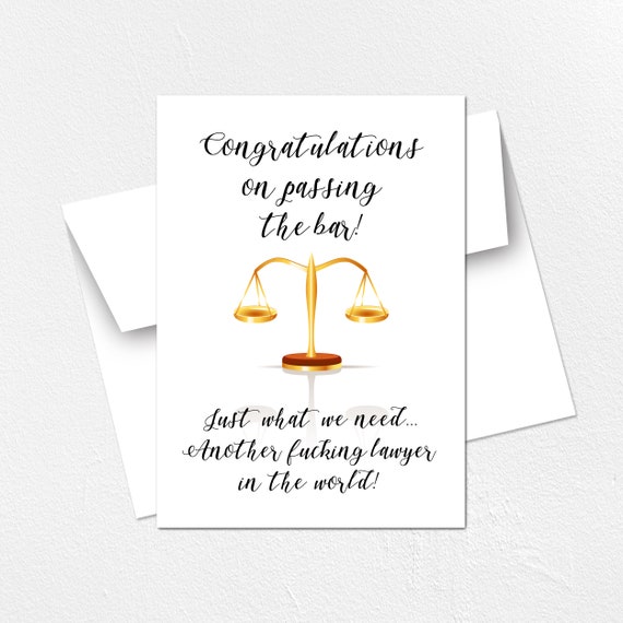 Funny lawyer graduation card Congratulations on passing the Etsy