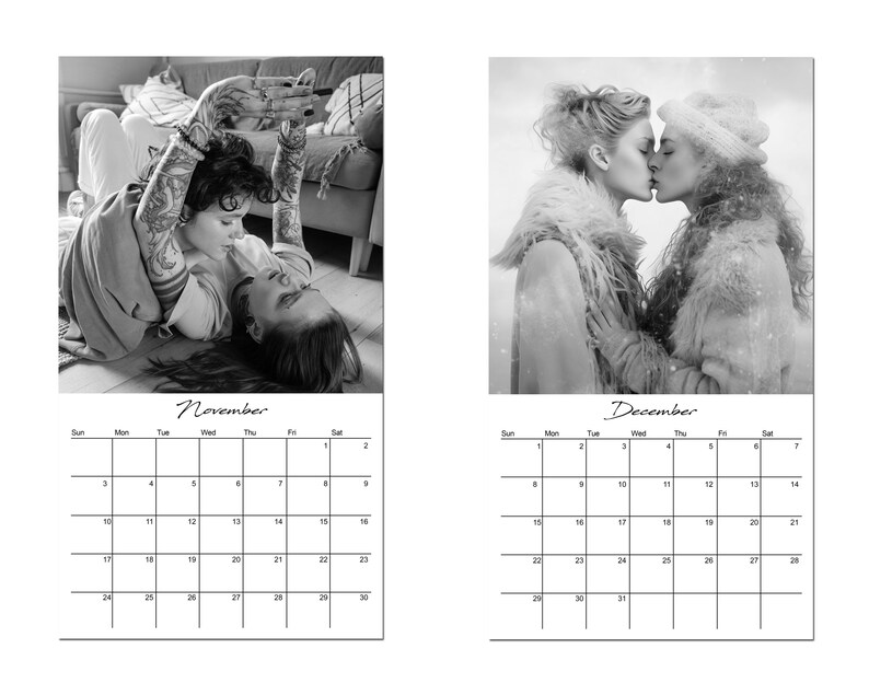Lesbian Calendar 2024, Queer Women Black and White Photos, Women Loving