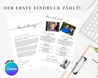 Wohnungsbewerbung - Familien Wohnungsbewerbung - Housing Application - Deutsch Wohnungsbewerbung - Minimialist Wohnungsbewerbung