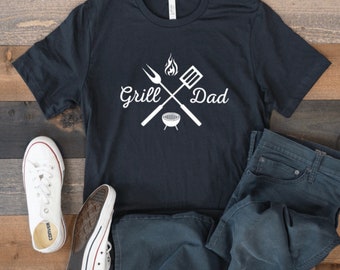 Grill Dad Shirt, Gift for Dad, Unisex Bella Canvas Tri-blend, Black, and Gray