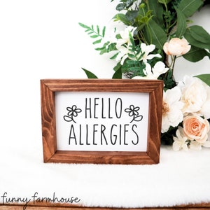 Hello Allergies, Spring Sign, Small Farmhouse Sign