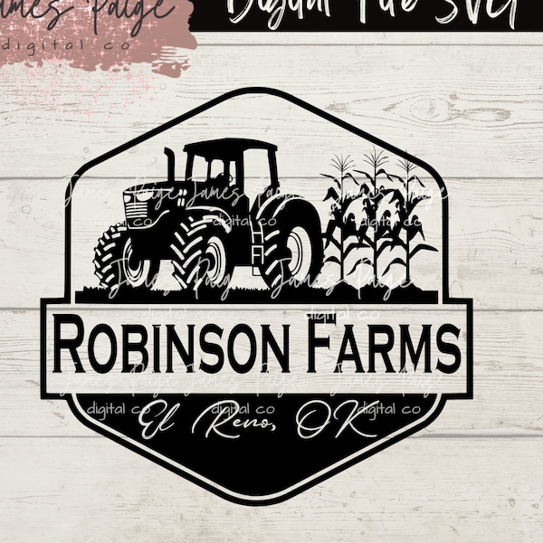 Custom Farm Logo SVG | Personalized Farm File | TRACTOR | Custom Logo | Corn Farm Logo | Your Farm Name | Digital | Personalized Farm Design