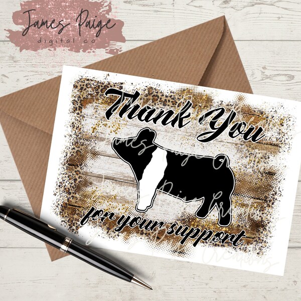 Thank You Note Digital File | Show Pig Thank You | Show Pig Design | Premium Sale Thank You | Stock Show Thank you Card | Digital Print |