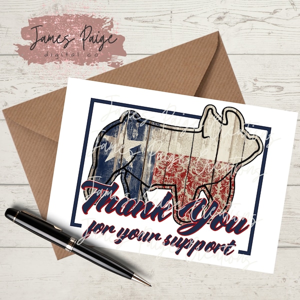 Thank You Note Digital File | Show Pig Thank You | Show Pig Design | Premium Sale Thank You | Stock Show Thank you Card | Digital Print |