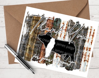 Show Pig Thank You Card: Stock Show Design (Digital Print)