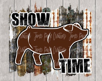Show TIME | DUROC Pig Digital File for Sublimation | Show Pig Design Pig Transfer, Pig Design, Stock Show Mom, Digital Print | Sublimation
