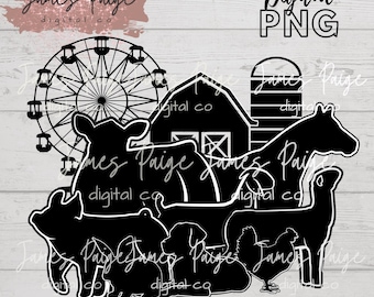 Archivo digital de exhibición ganadera / Sublimación / DTF / Vida de exhibición ganadera / Sublimación de animales de exhibición / Camiseta de exhibición ganadera / Multianimal