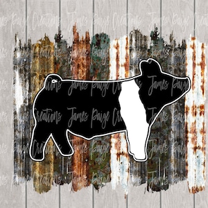 PIG Digital File | Sublimation | Show Pig Design | Pig Transfer | 4H Pig |  Pig Design | Stock Show | Digital Print | RUSTY Background