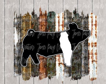PIG Digital File | Sublimation | Show Pig Design | Pig Transfer | 4H Pig |  Pig Design | Stock Show | Digital Print | RUSTY Background