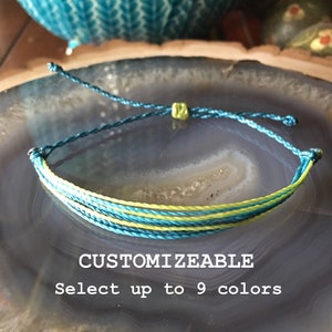 Customized Colors Bracelet Adjustable Bracelet Friendship Bracelet Wax String Bracelet, Stackable Bracelet, Team Bracelet, Support Bracelet