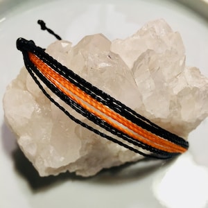 Thin Orange Line Bracelet, Search and Rescue, Adjustable Bracelet, Wax String Bracelet, Stackable Bracelet