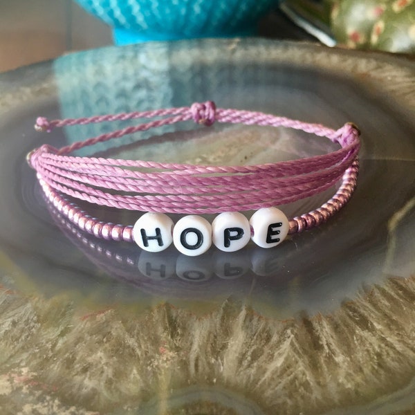 Hope Bracelet, Lupus Awareness Bracelet, Wax String Bracelet, Adjustable Bracelet