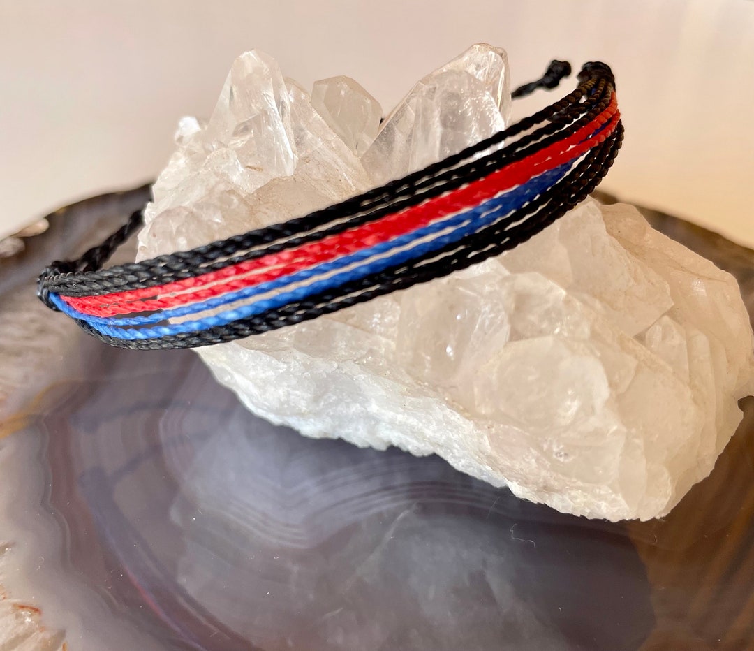 Thin Blue Line and Thin Red Line Bracelet, Adjustable Bracelet