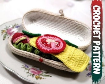 Hotdog haakpatroon, fastfood haakpatroon, Amigurumi Hotdog, fastfood amigurumi