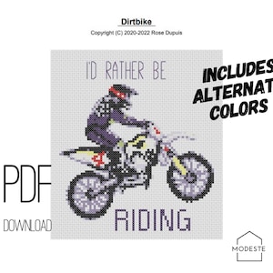 Motorcross Cross Stitch Pattern |  Dirt Bike Cross Stitch Pattern |  Homemade gift
