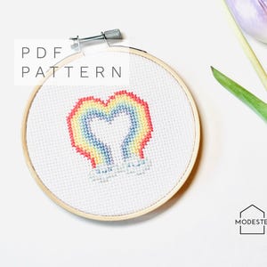 Rainbow Cross Stitch Pattern with video instructions | Modern cross stitch | PDF download