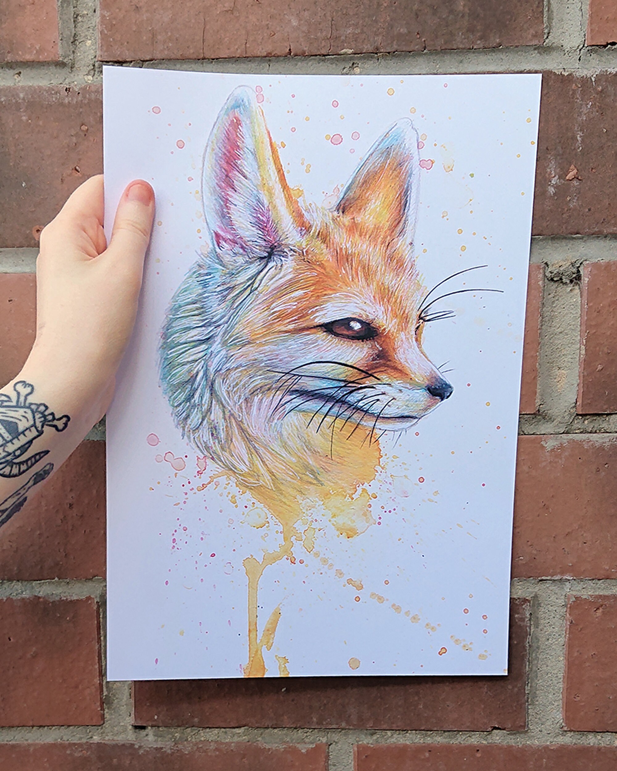 Splatter Paint Fox Prints Etsy