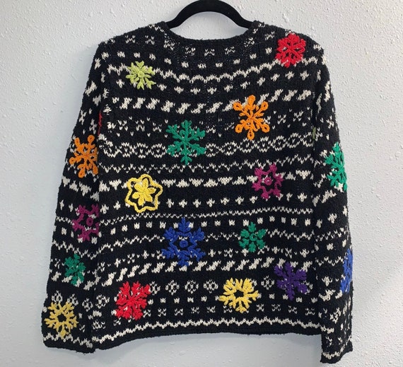 Vintage Colorful Snowflake Sweater - image 3