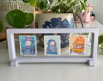 Spirited Away Stamp Art Print Trio in Floating Frame - Turnip Head - Markle - Calcifer