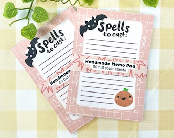 Spells To Cast Handmade Memo Pad - Halloween Handmade Notepad - Handmade Stationery - Handmade Notepad