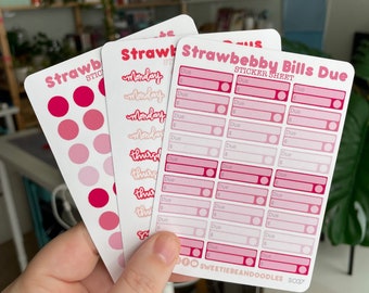 Strawbebby - Planner Stickers - Date Covers - Flags - Bill Trackers - Daily Stickers