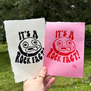 That's a Rock Fact! 5inx7in Block Print