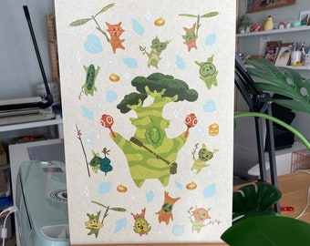 Korok & Hestu Art Poster – Hand Drawn Illustration (11x17) *frame not included*
