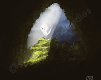 Lost Ghost Art Print - Halloween Art Print - Ghost Lovers Art - Aesthetic Art - Digital Illustration