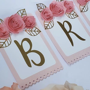 Pink Bride To Be Banner for a Bridal Shower or Bachelorette Party, Hen Party Decorations, Paper Flower Engagement Garland 画像 4