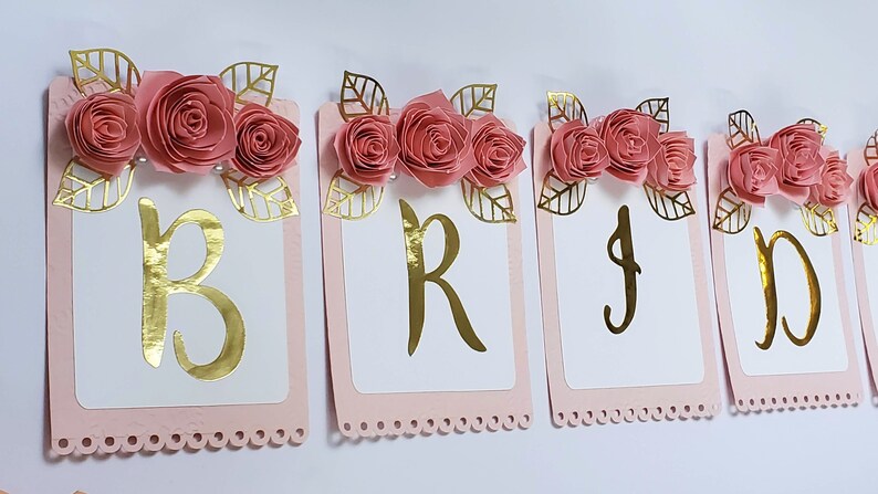 Pink Bride To Be Banner for a Bridal Shower or Bachelorette Party, Hen Party Decorations, Paper Flower Engagement Garland 画像 3