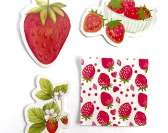 45 pcs Strawberry Stickers for Bullet Journals, Summer Fruit Sticker Set For Planners, Scrapbook Stickers for Journal, Planner Accessories