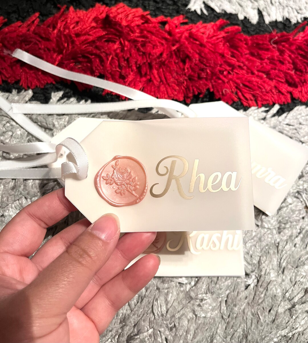 Personalized Vellum Name Tag With Wax Stamp for Place Card Etsy