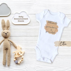 Hello Grandma and Grandpa Custom Announcement Onesie, Parents Get Promoted, Personalized Onesie, Gift For Grandma Grandpa Grandparents