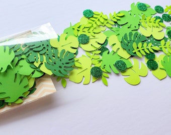 Safari Leaves Confetti Decoration Jungle Palm Monstera Leaf, Wild One Table Party Decor, Boho Leaf Baby Shower Table Scatter