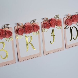 Pink Bride To Be Banner for a Bridal Shower or Bachelorette Party, Hen Party Decorations, Paper Flower Engagement Garland 画像 7