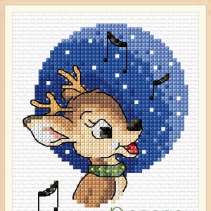 Ming K50003 MD Christmas Donner Designed by Maria Diaz 14 Counted Fabric Cross Stitch kit 16CM X 17CM